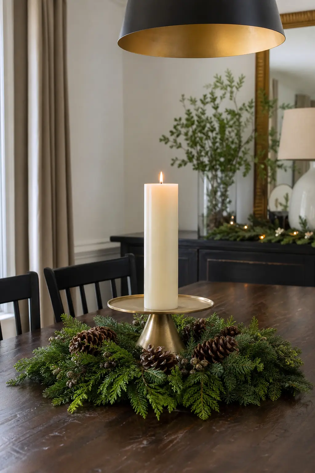 Greenery Ring Set Below a Tall Pillar