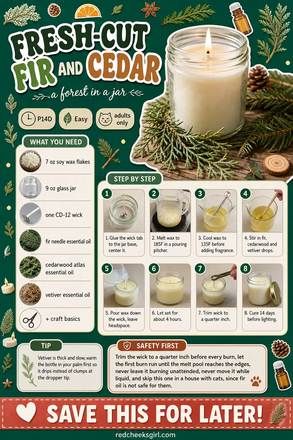 Fresh-Cut Fir and Cedar Craft Card printable sheet. Christmas candles diy