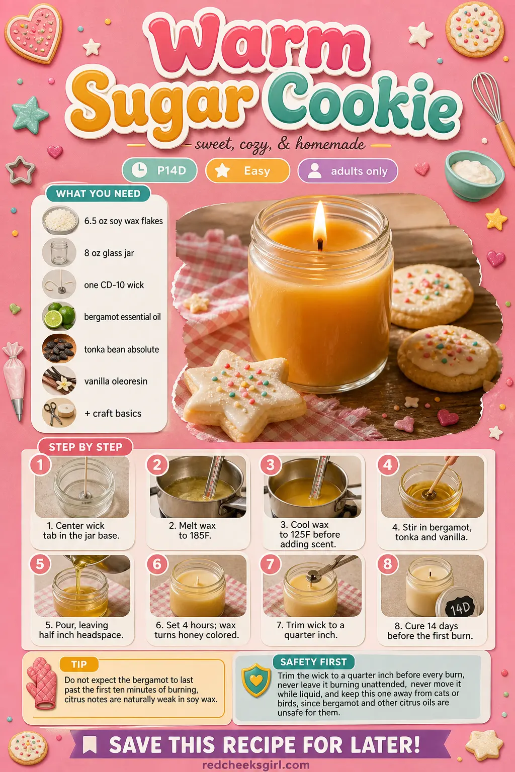 Warm Sugar Cookie Craft Card printable sheet. Christmas candles diy