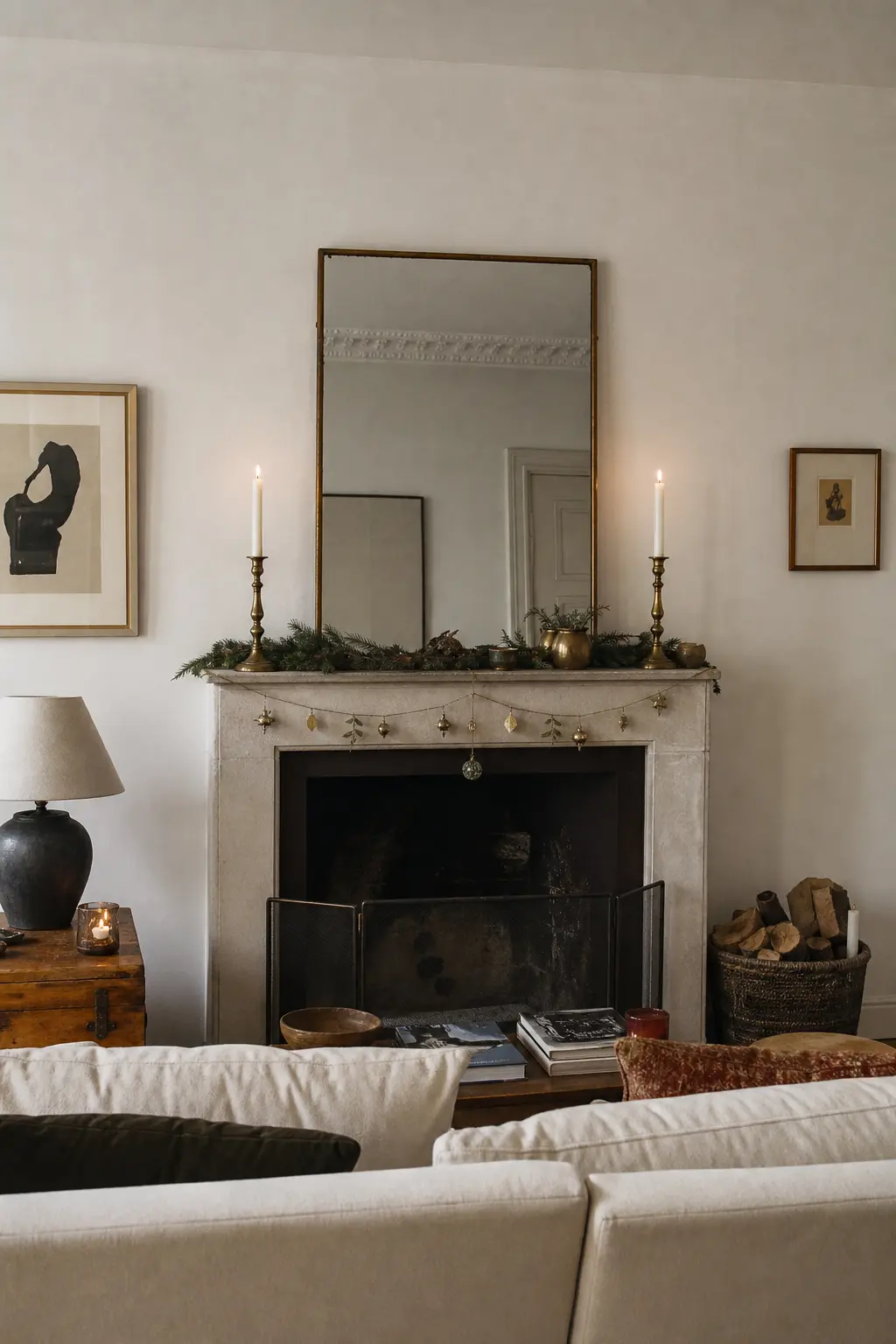 A Pair on the Mantel With a Mirror Behind