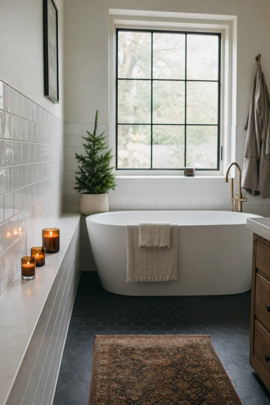 Votives on a Bathroom Shelf