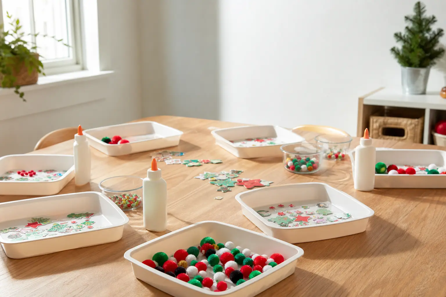 23 Christmas Crafts Preschool Teachers Can Set Up on One Tray