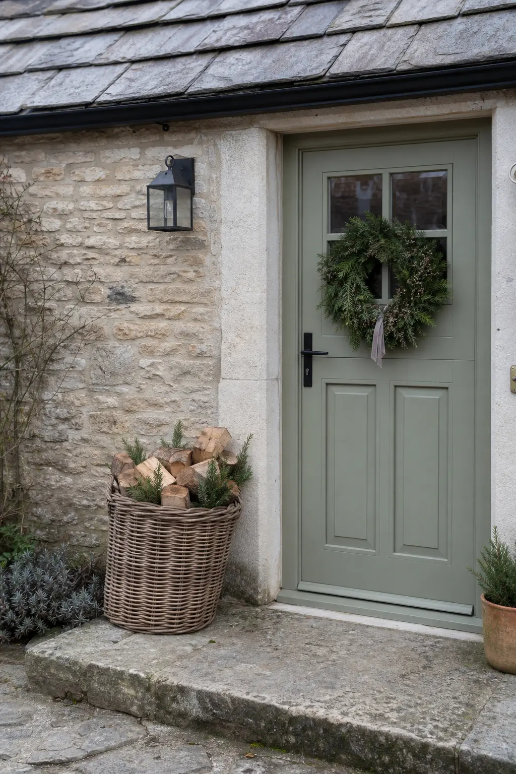 Basket of Logs Beside the Door