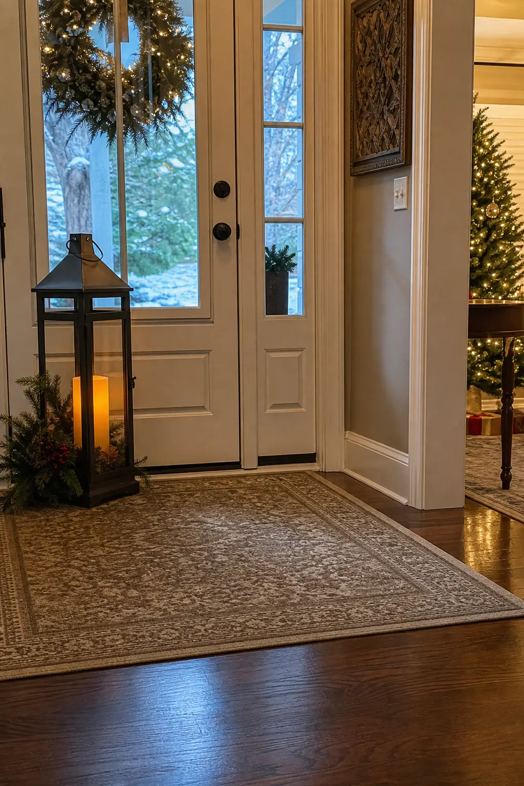 Flameless Lantern on the Inside Mat