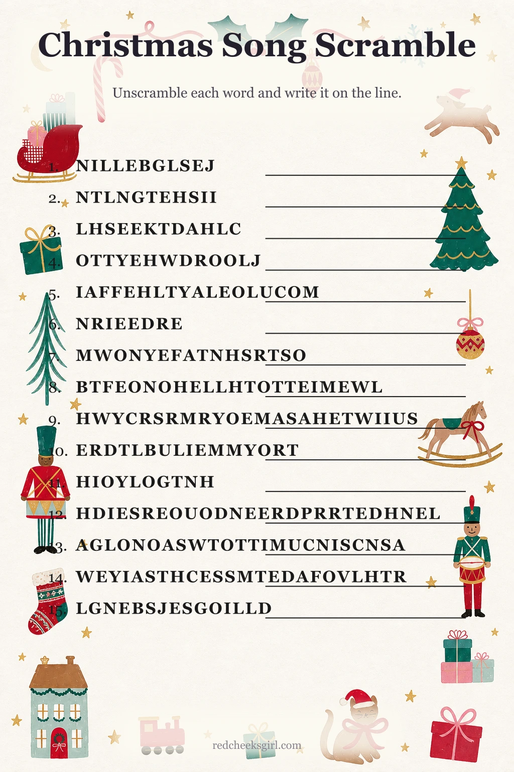 Christmas Song Scramble printable