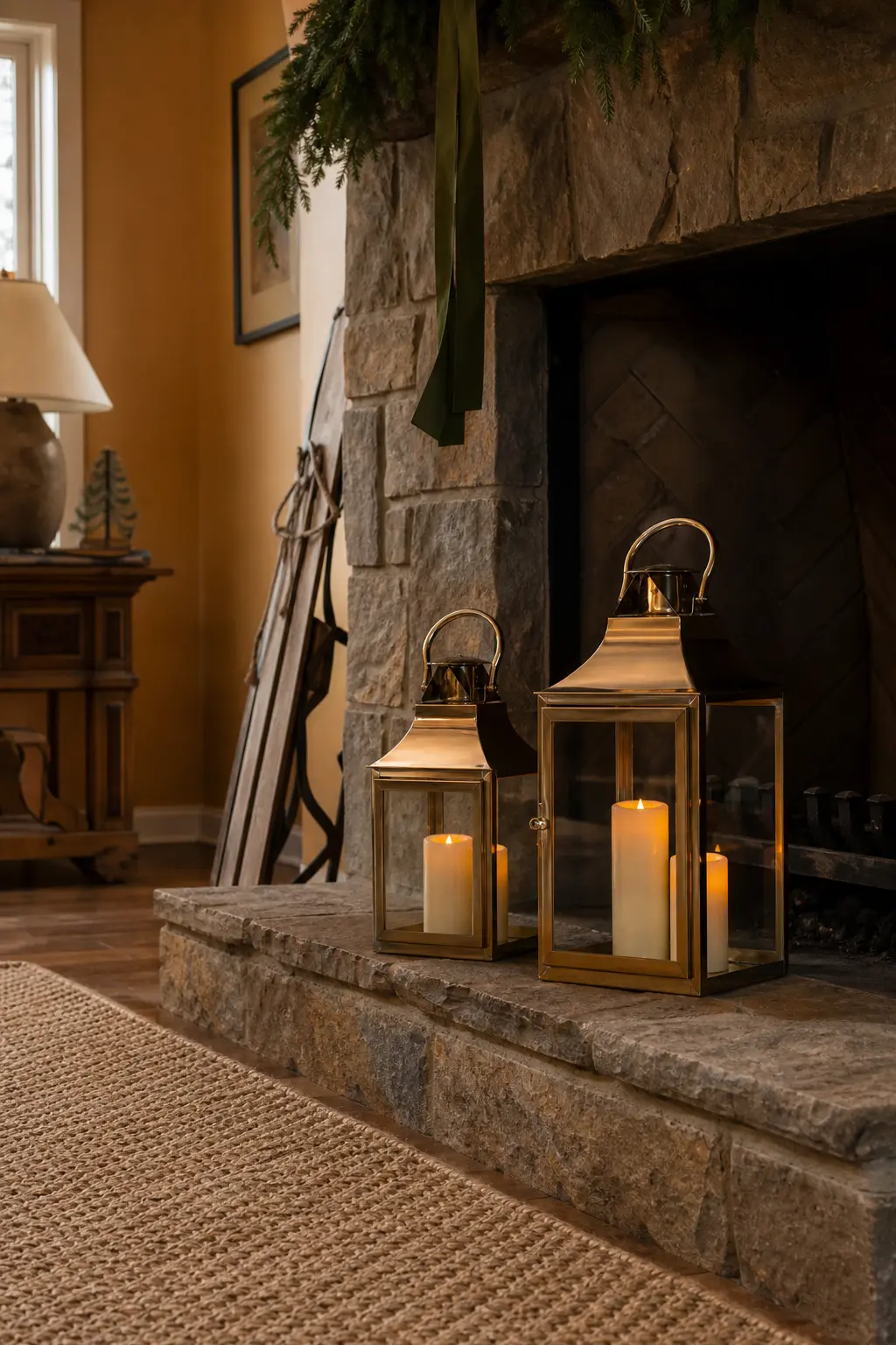 Flameless Lanterns on the Hearth
