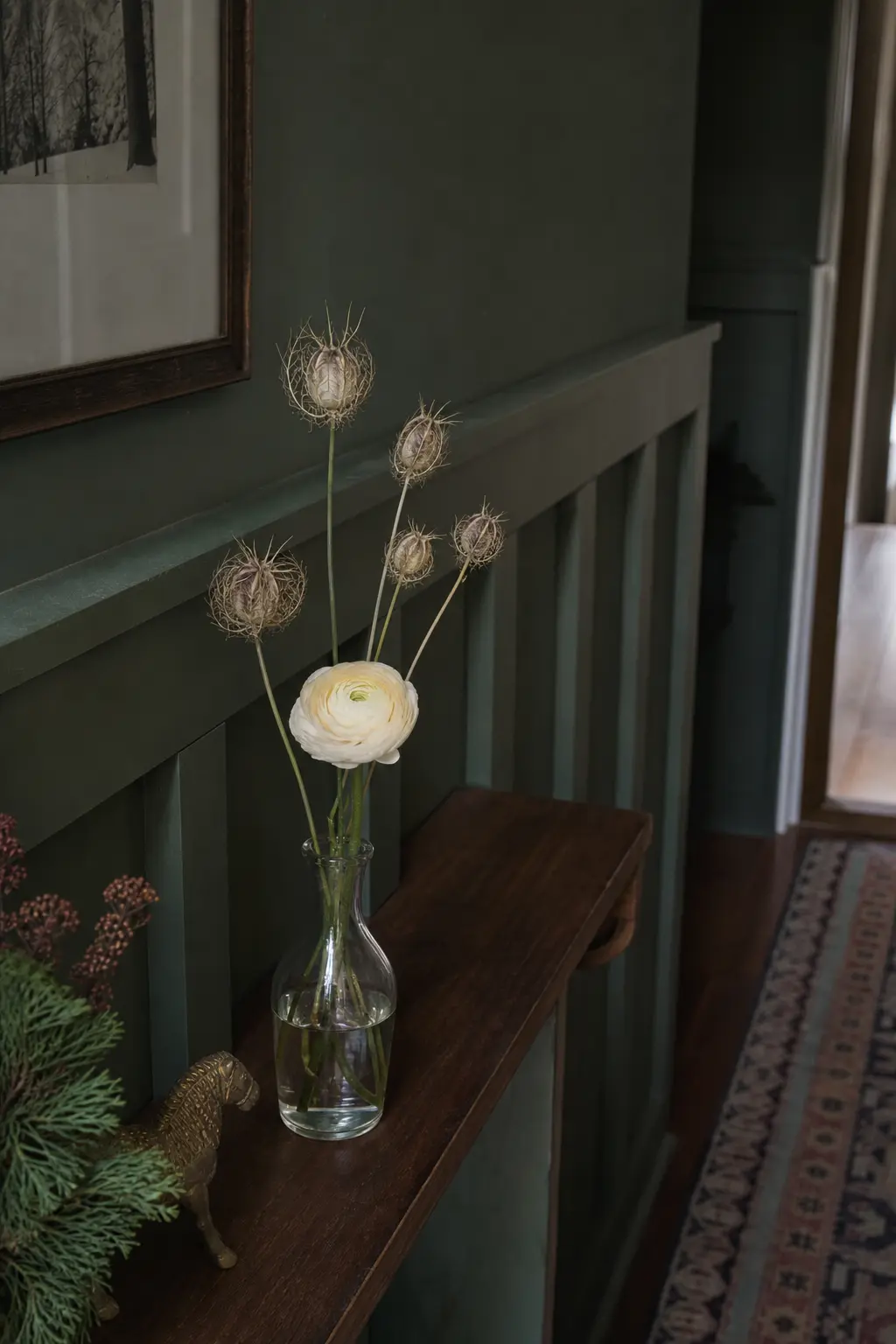 Dried Seed Heads With One Fresh Stem