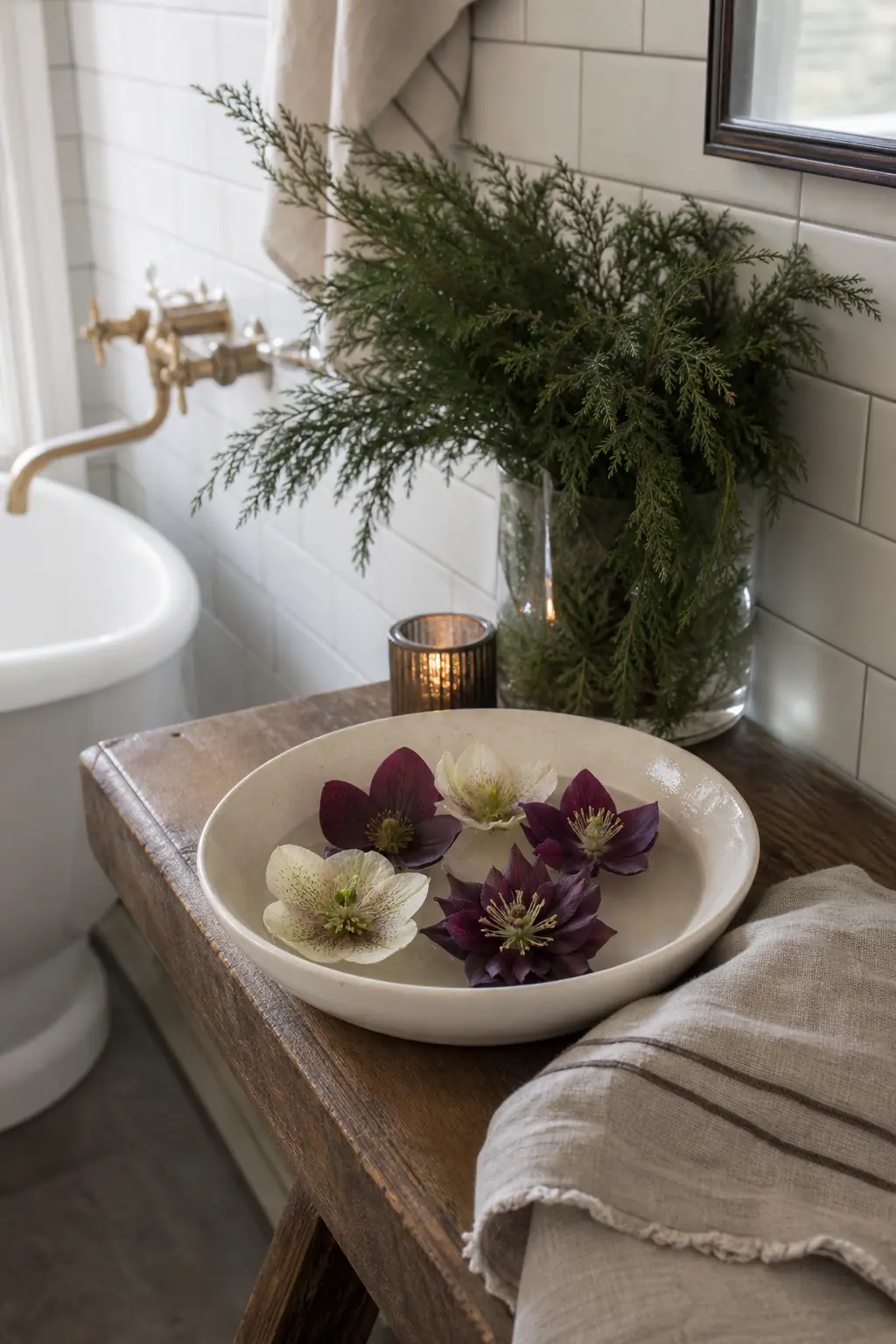 Hellebores in a Shallow Dish