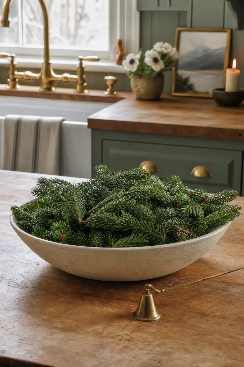 Spruce Tips in a Low Bowl