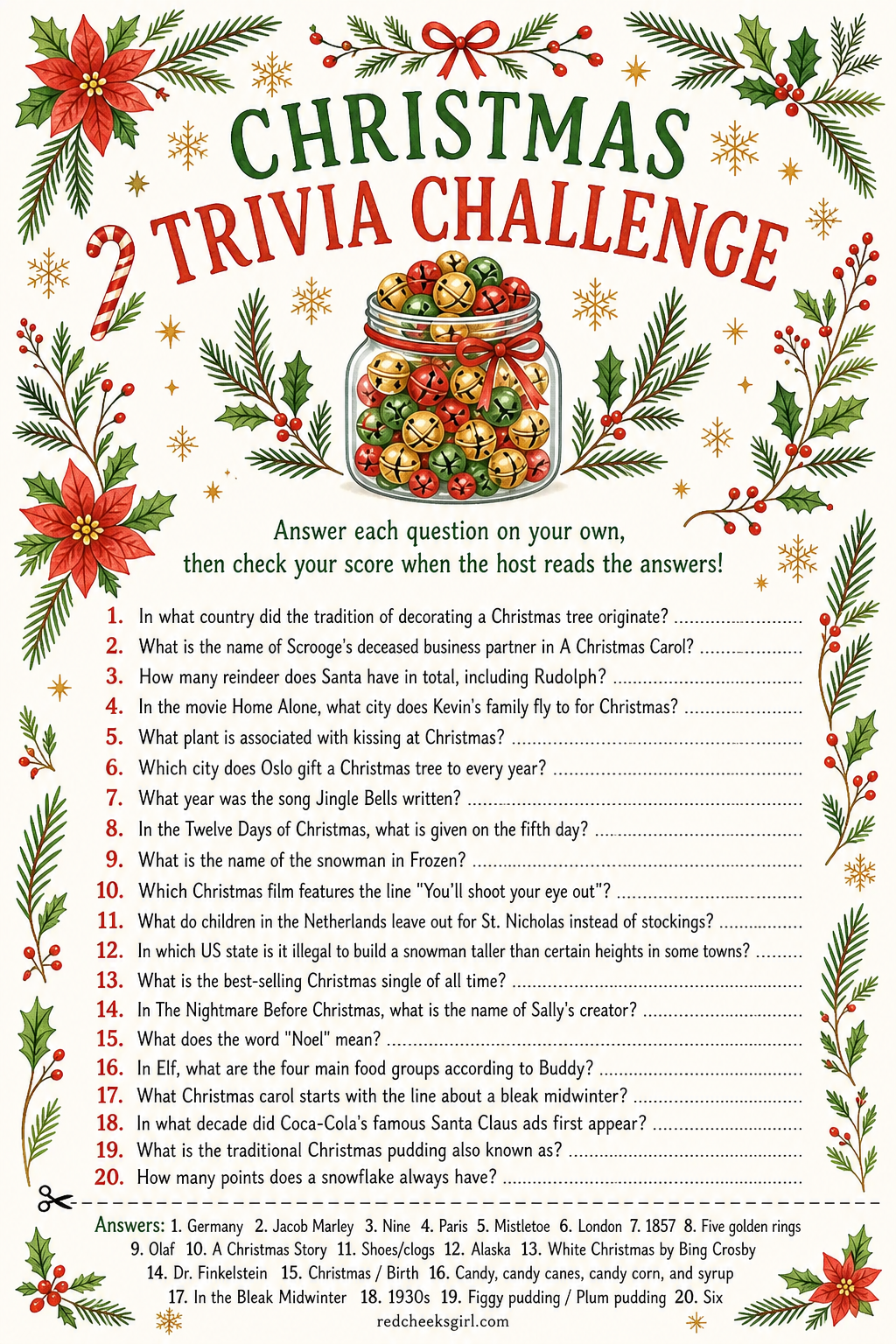 Christmas Trivia printable