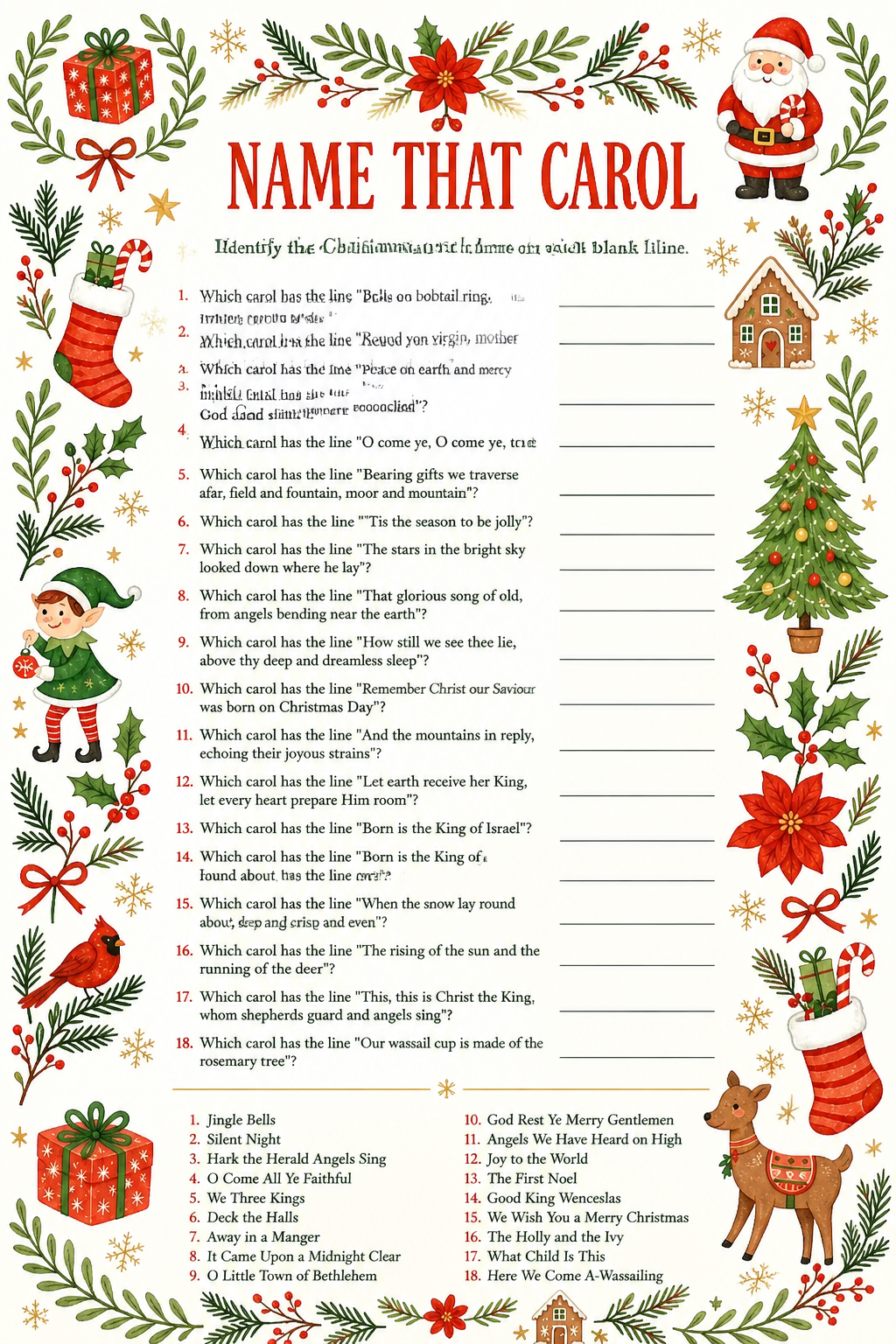 Name That Carol printable