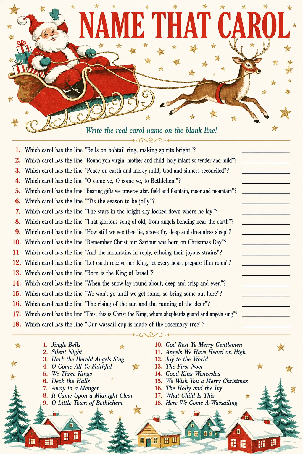 Name That Carol printable