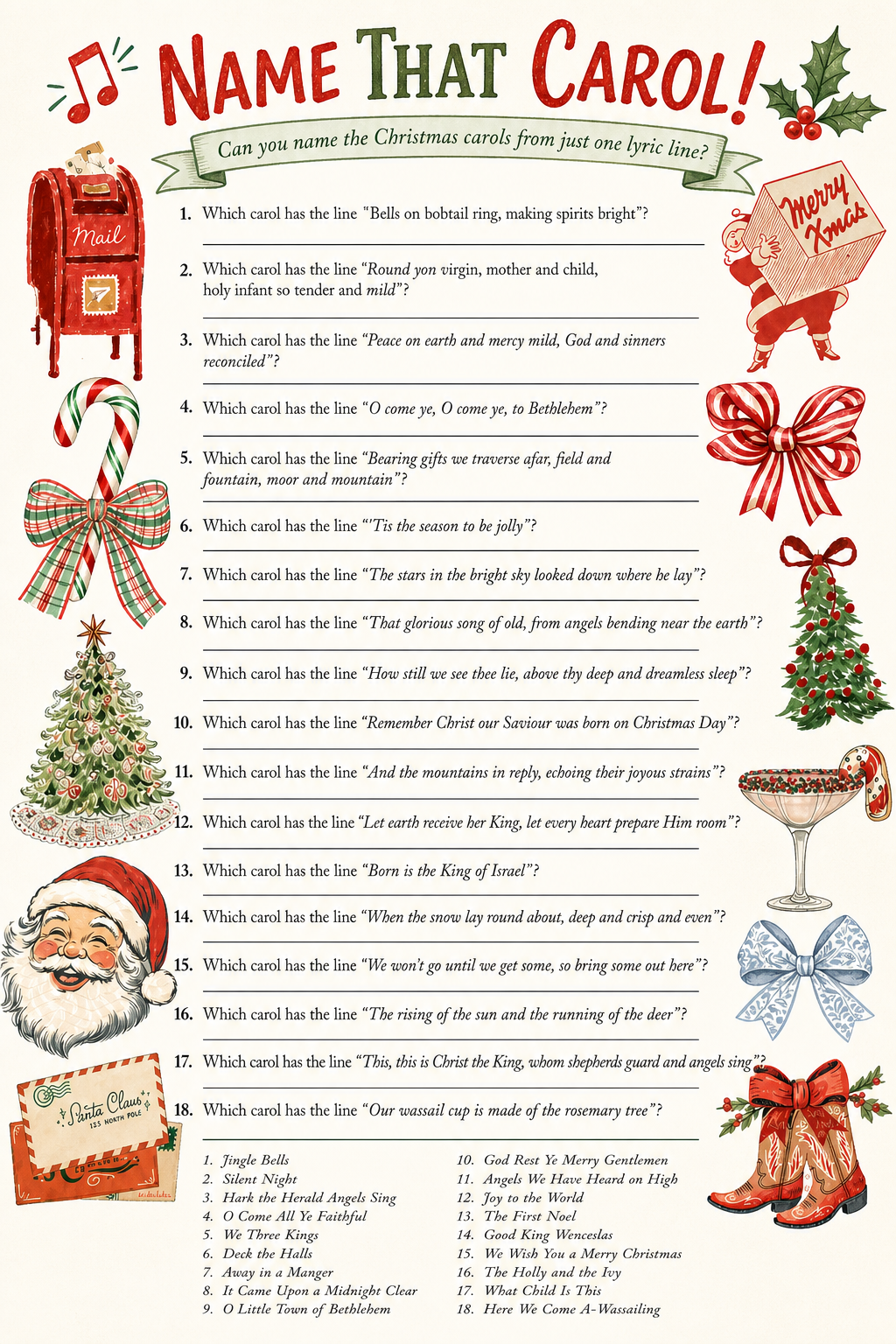 Name That Carol printable