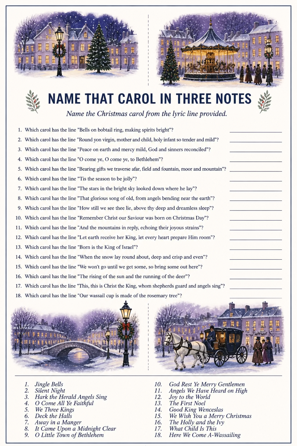Name That Carol in Three Notes printable