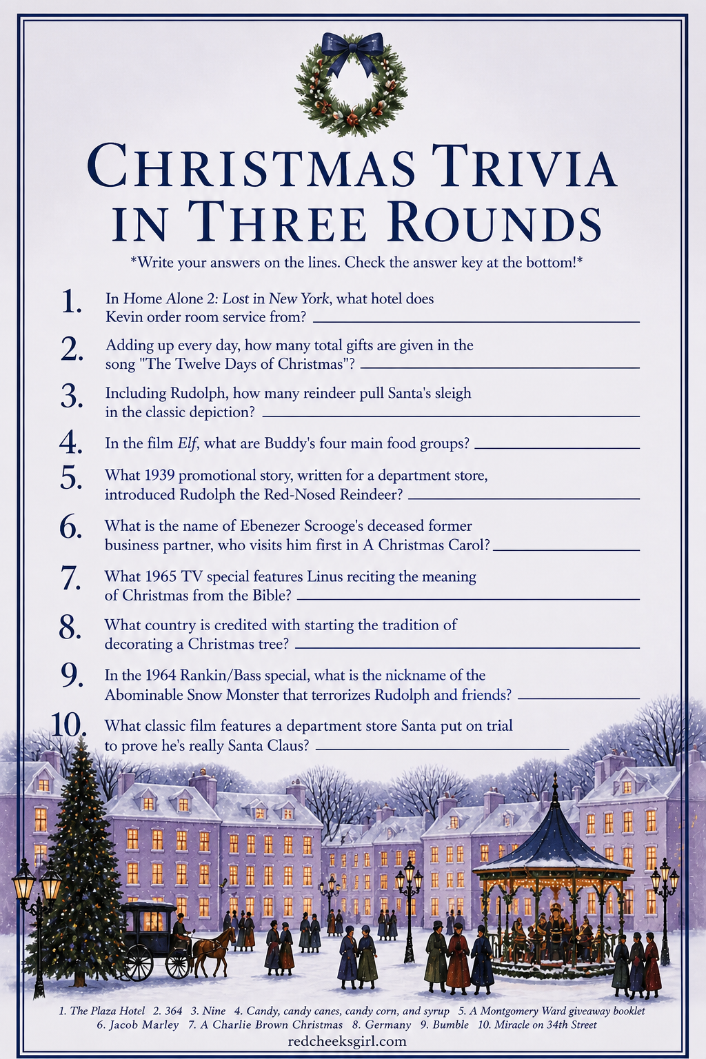 Christmas Trivia in Three Rounds printable