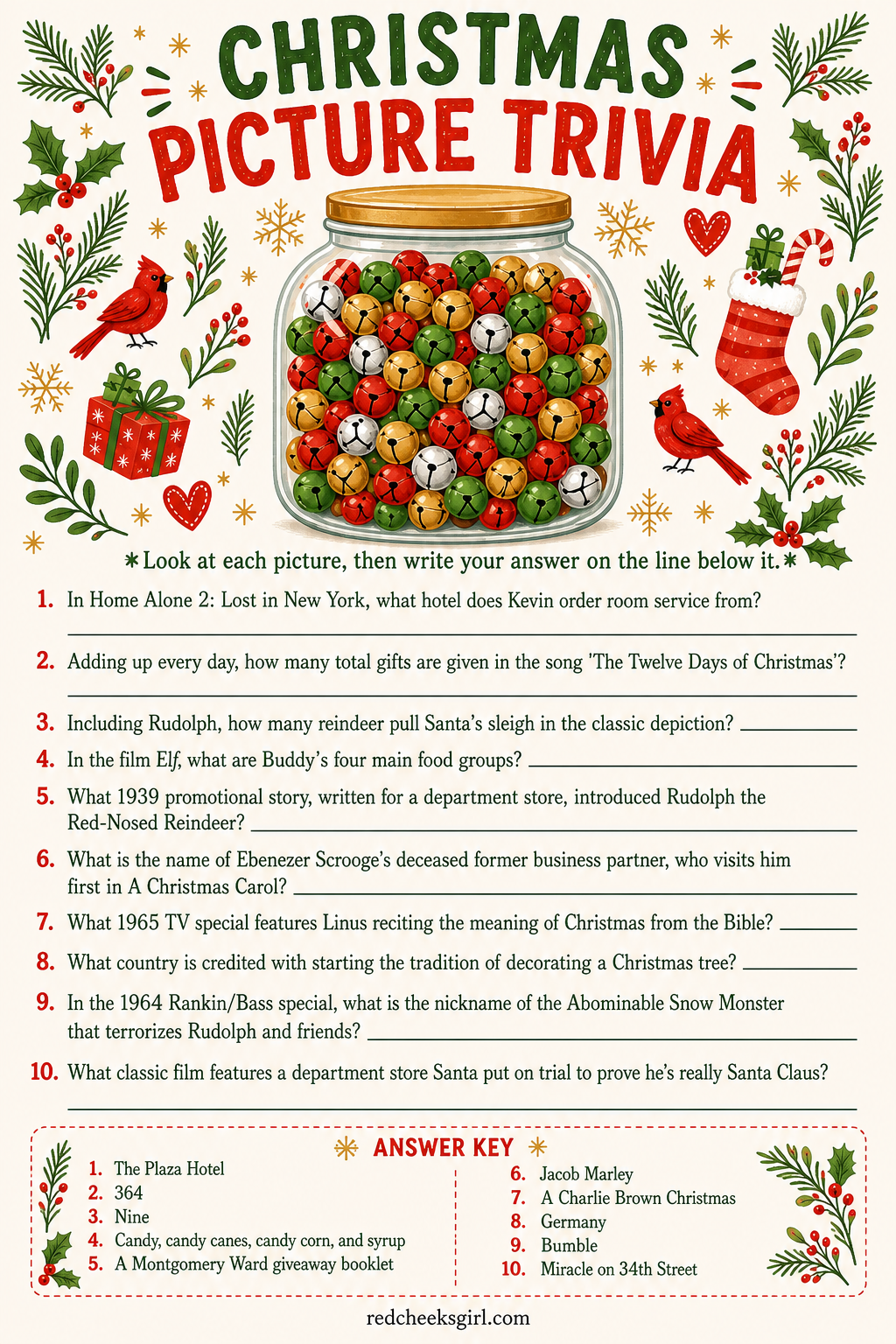 Christmas Picture Trivia printable