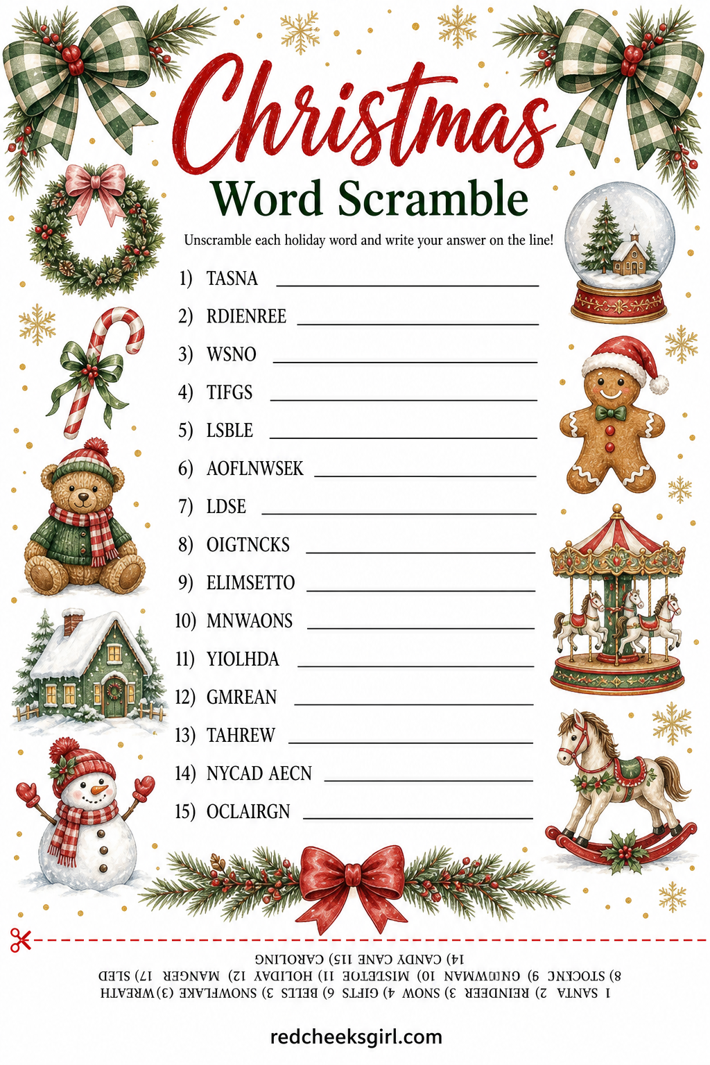 Christmas Movie Emoji Scramble printable
