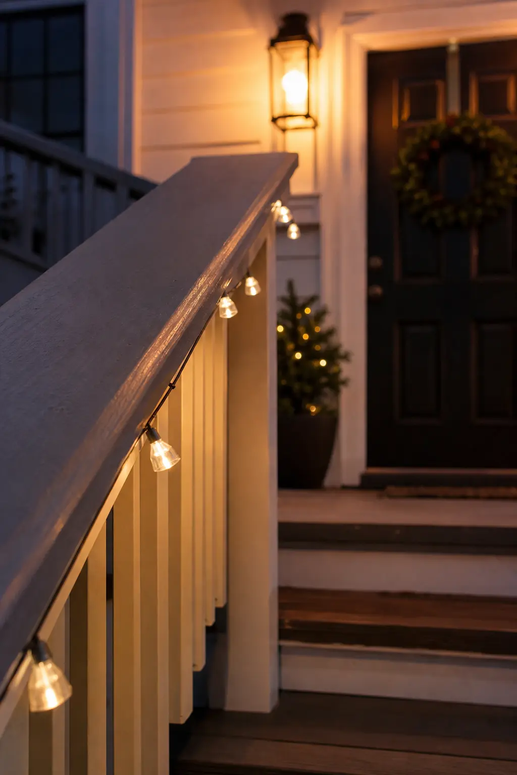 String Lights Along the Underside of the Rail