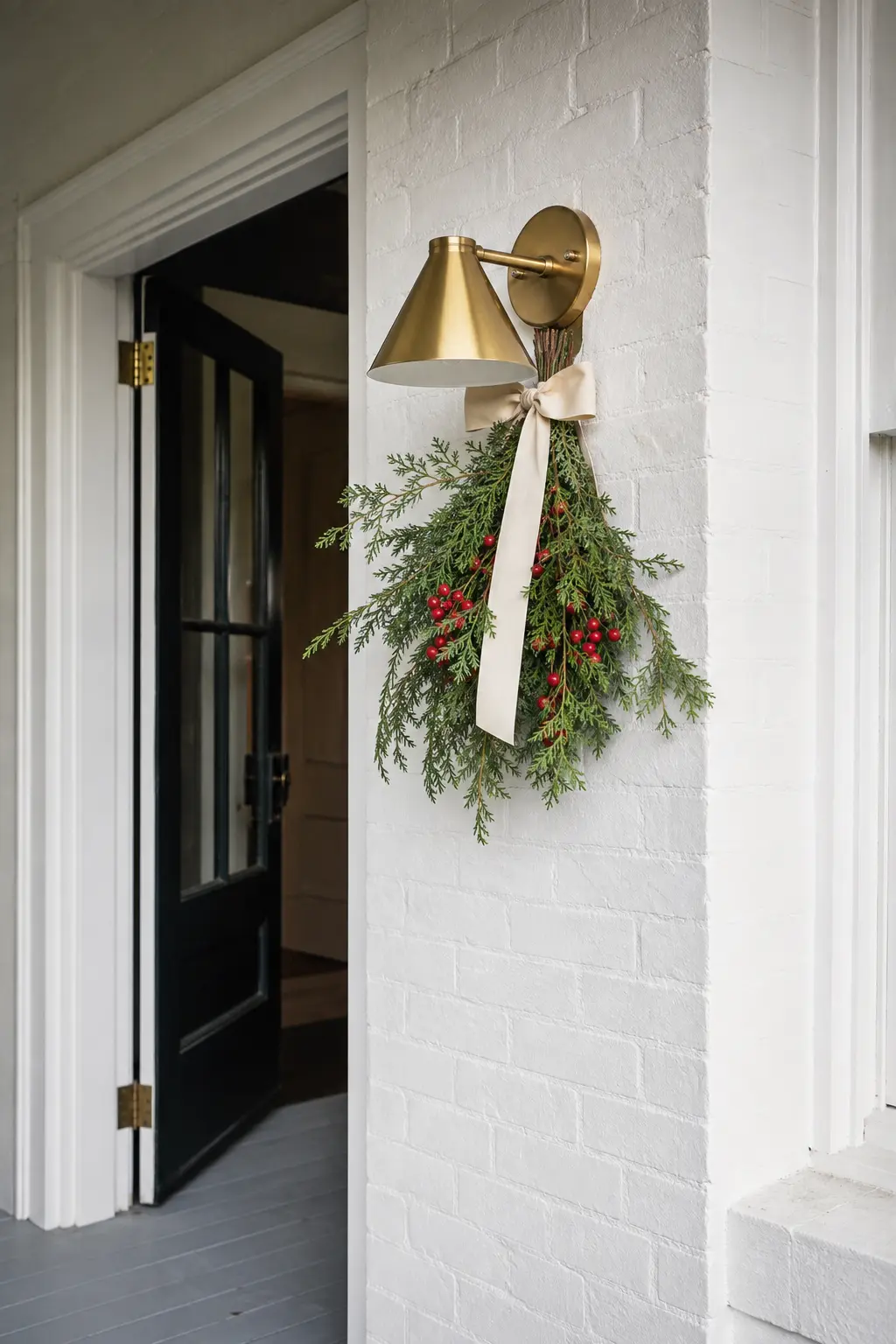 A Wall-Mounted Sconce with Greenery
