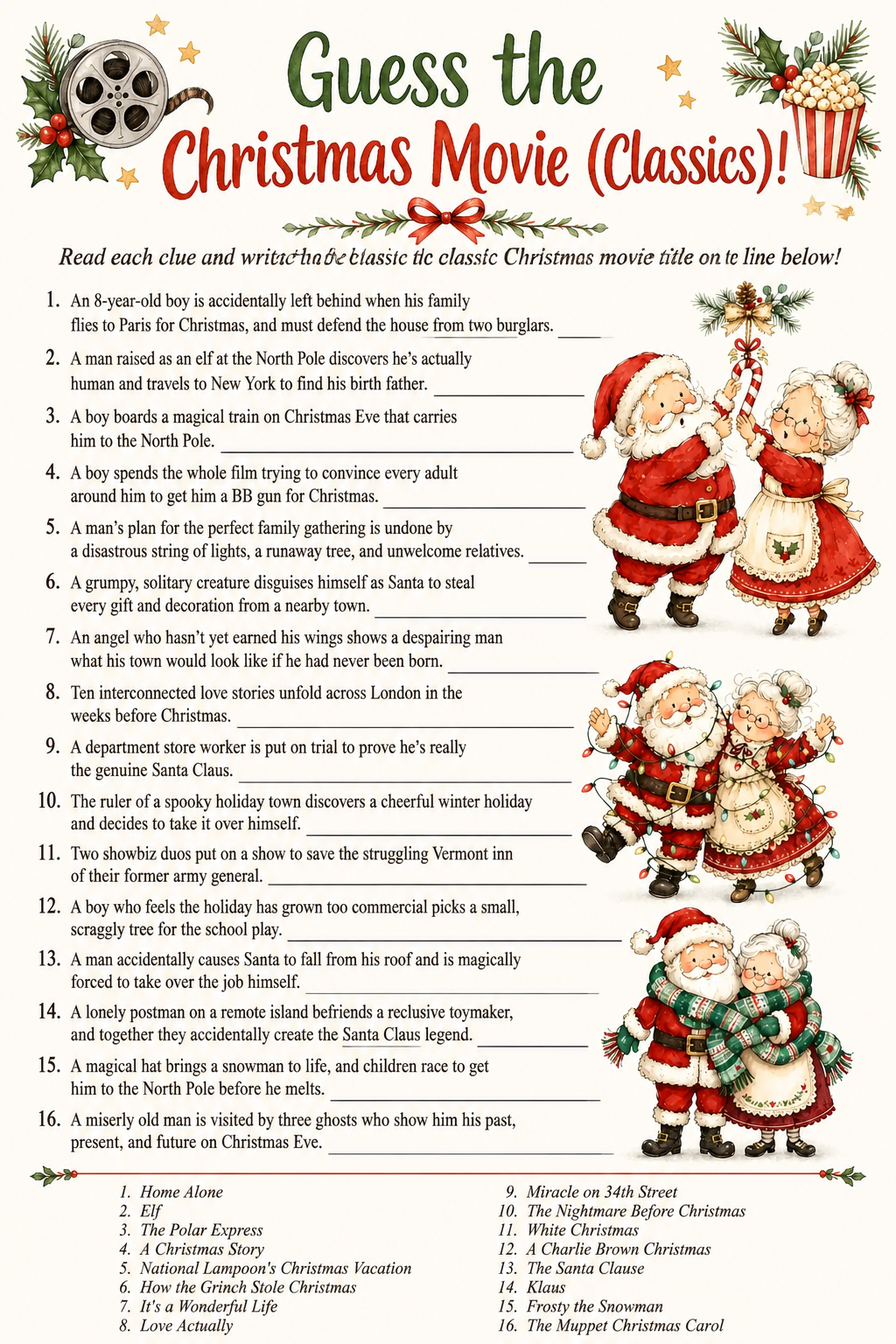 Guess the Christmas Movie (Classics) printable