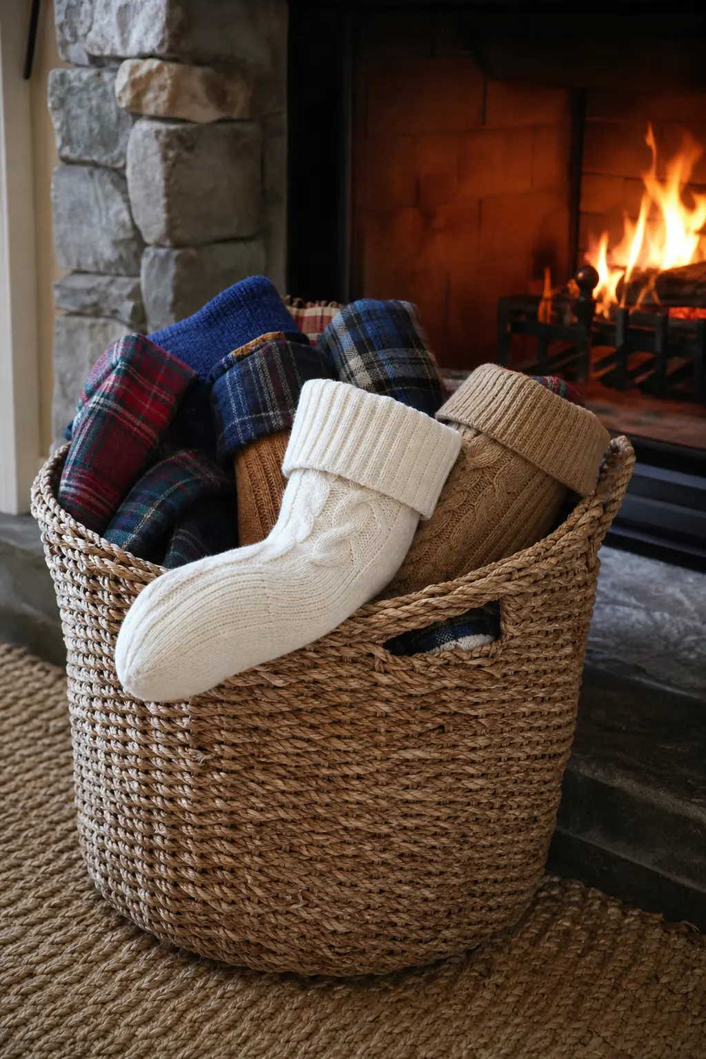 A Basket of Stockings by the Fire Instead