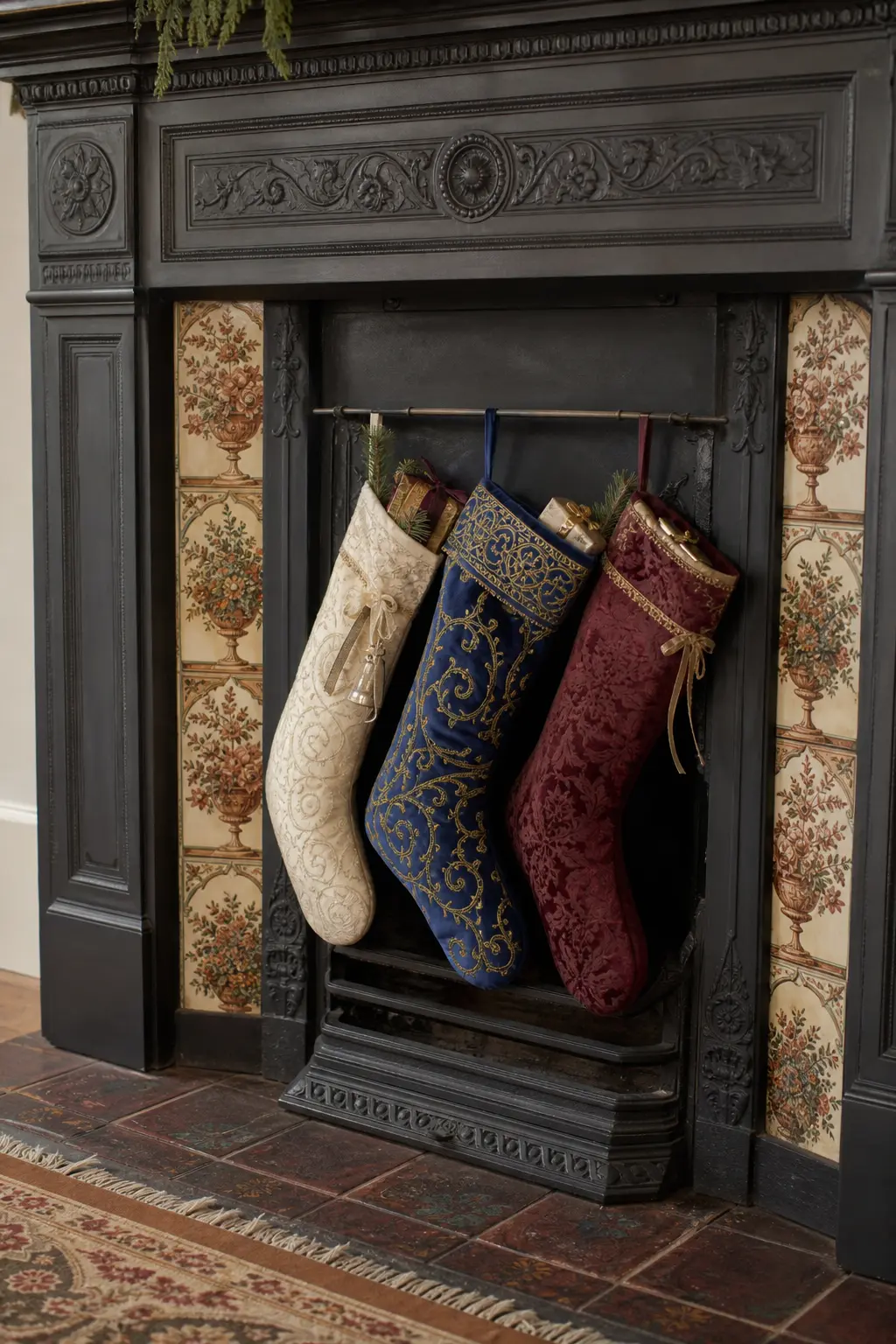 Stockings Hung Inside the Fireplace Opening