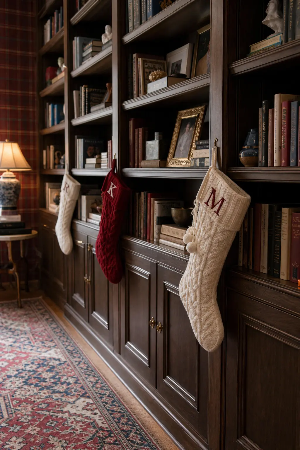 Stockings Hung on a Bookcase