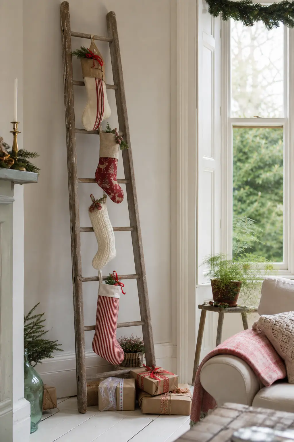 Stockings Hung on a Ladder