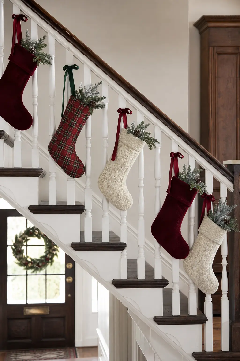Stockings on the Stair Spindles