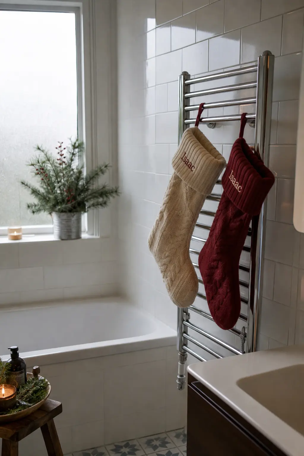 Stockings on a Towel Rail in a Flat