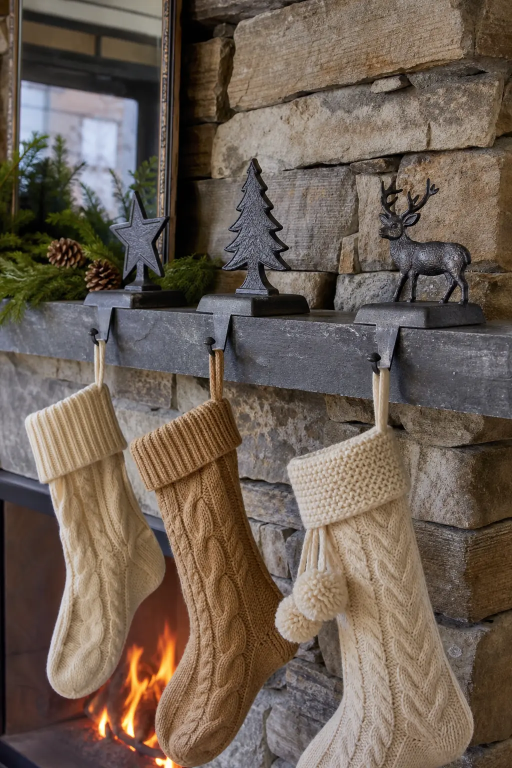 Weighted Holders on a Stone Mantel