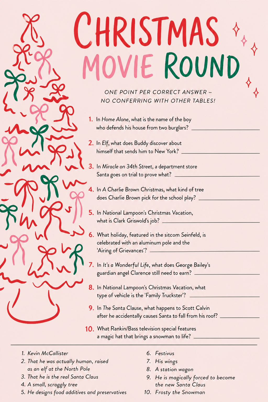 Christmas Movie Round printable