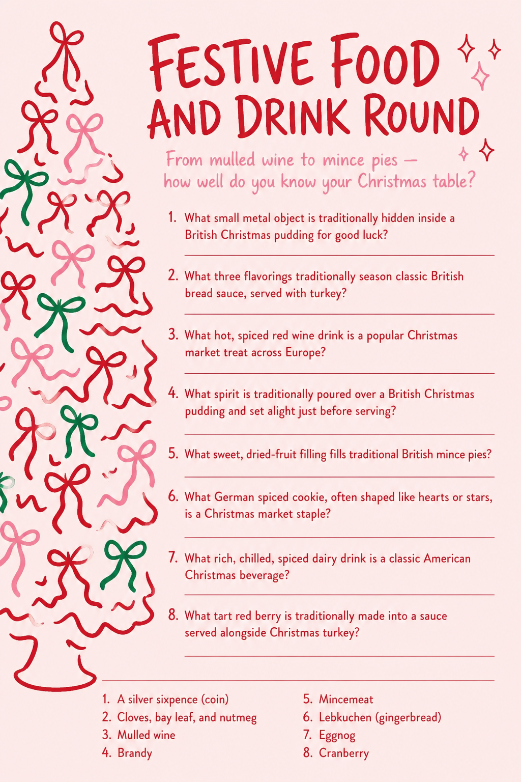Festive Food and Drink Round printable