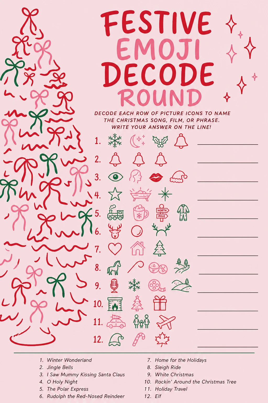 Festive Emoji Decode Round printable