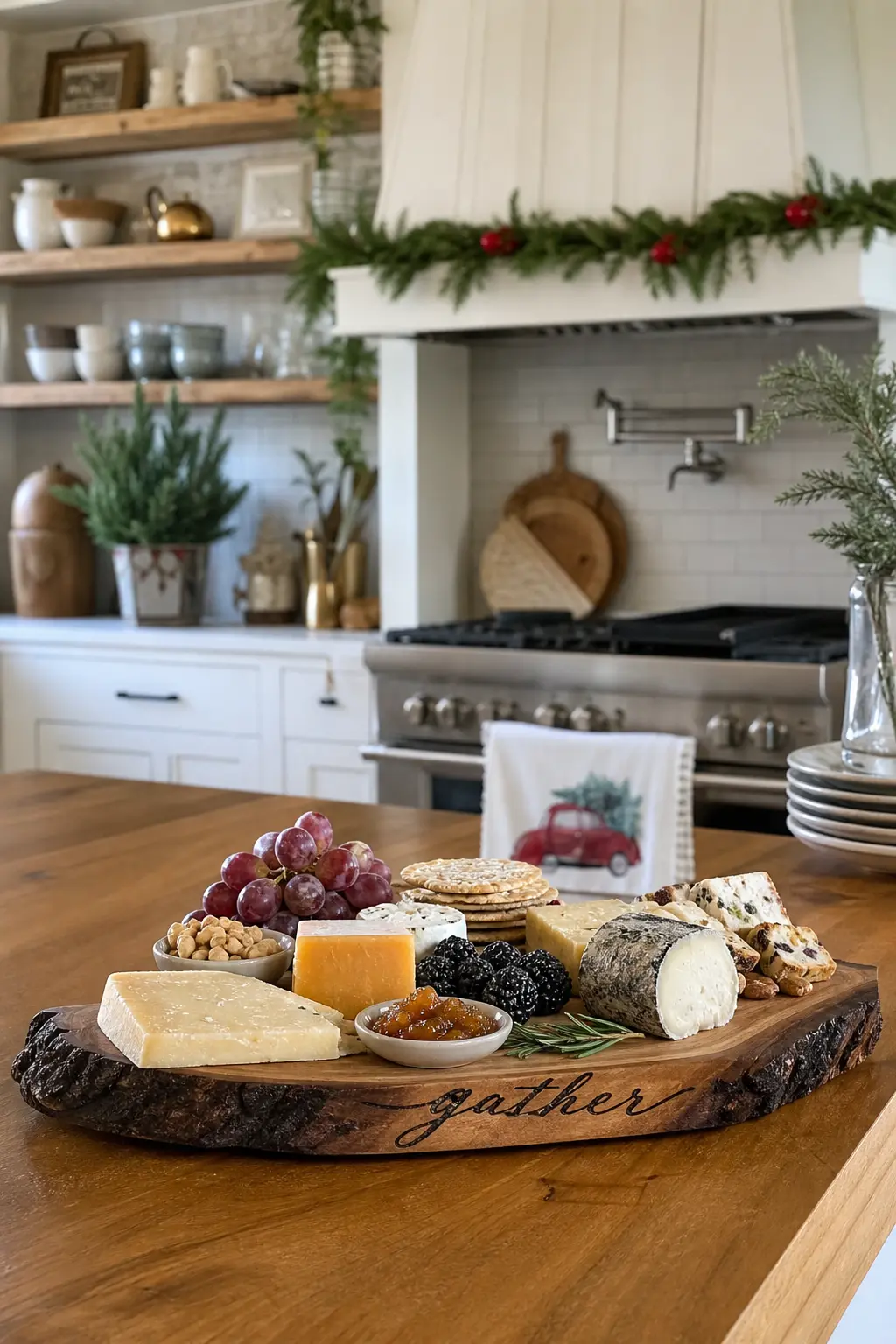 Live Edge Serving Board With a Word Burned Along the Bark