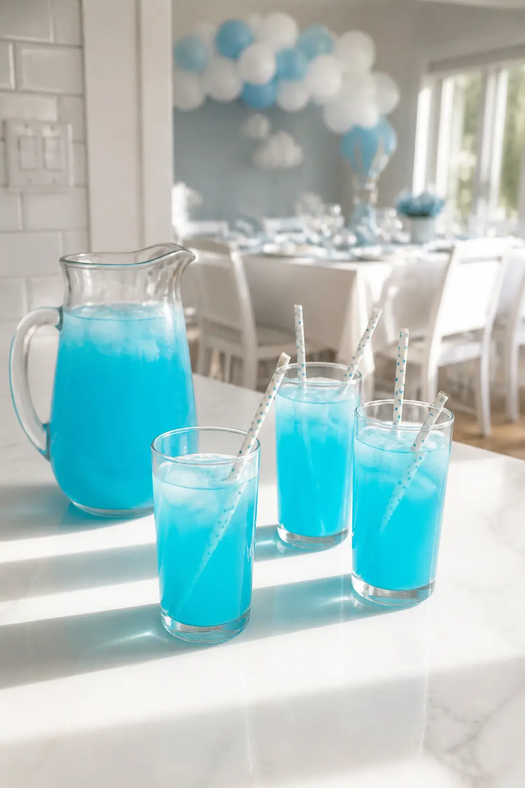 Blue Drinks in Clear Glasses