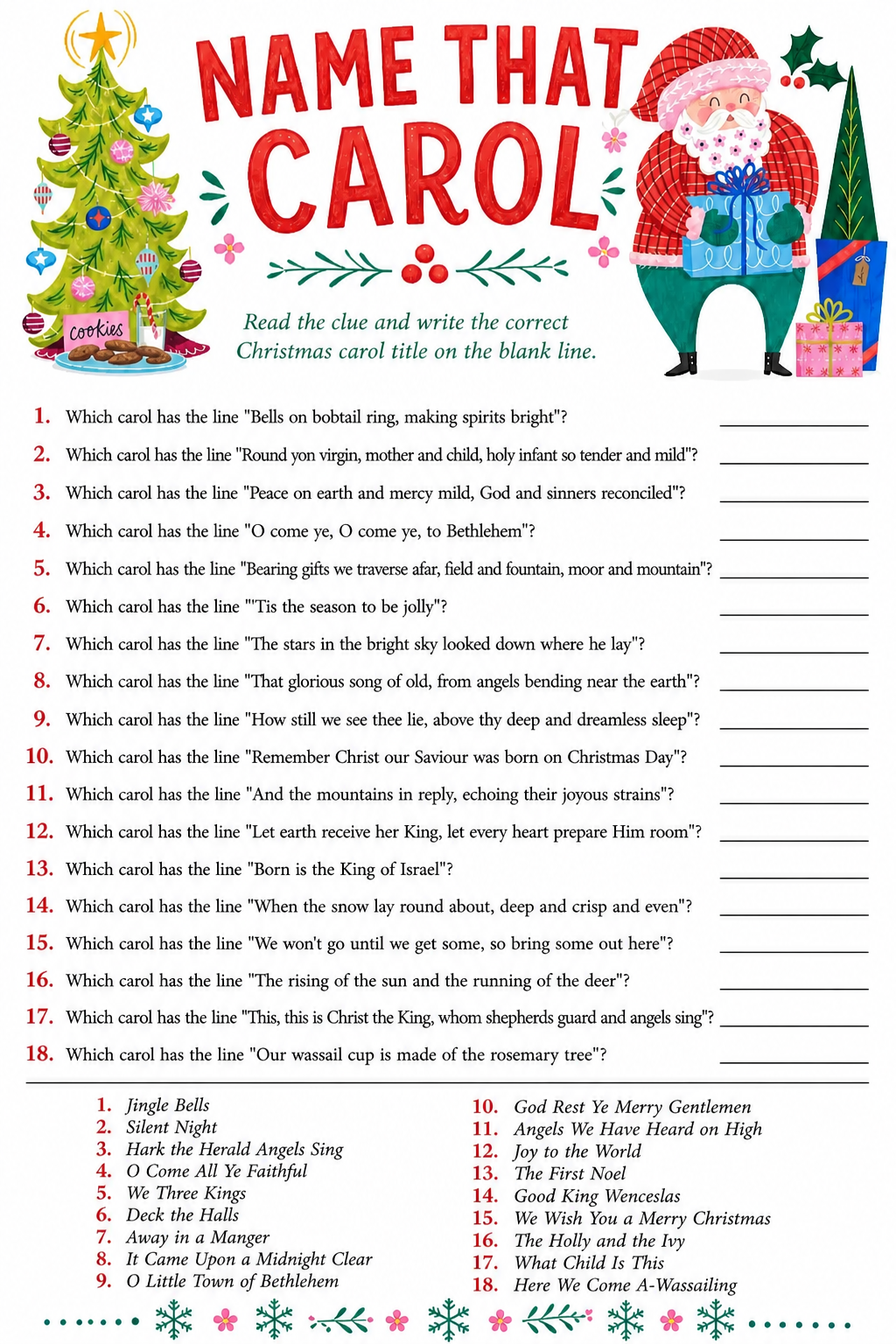 Name That Carol printable
