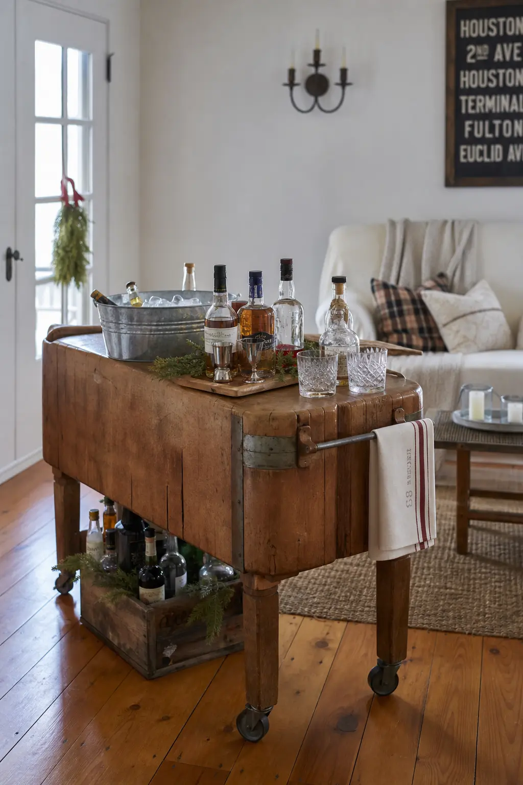 A Butcher's Block Used as a Bar