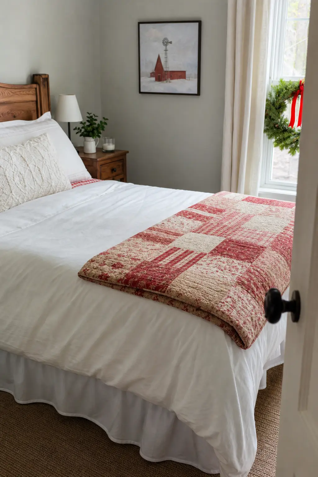 A Folded Quilt at the End of a Modern Bed
