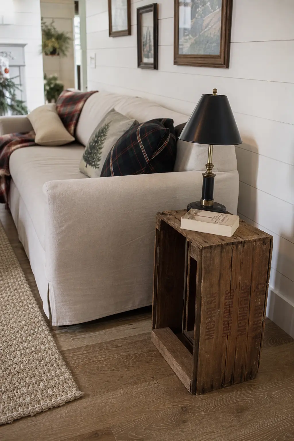 A Wooden Crate as a Side Table