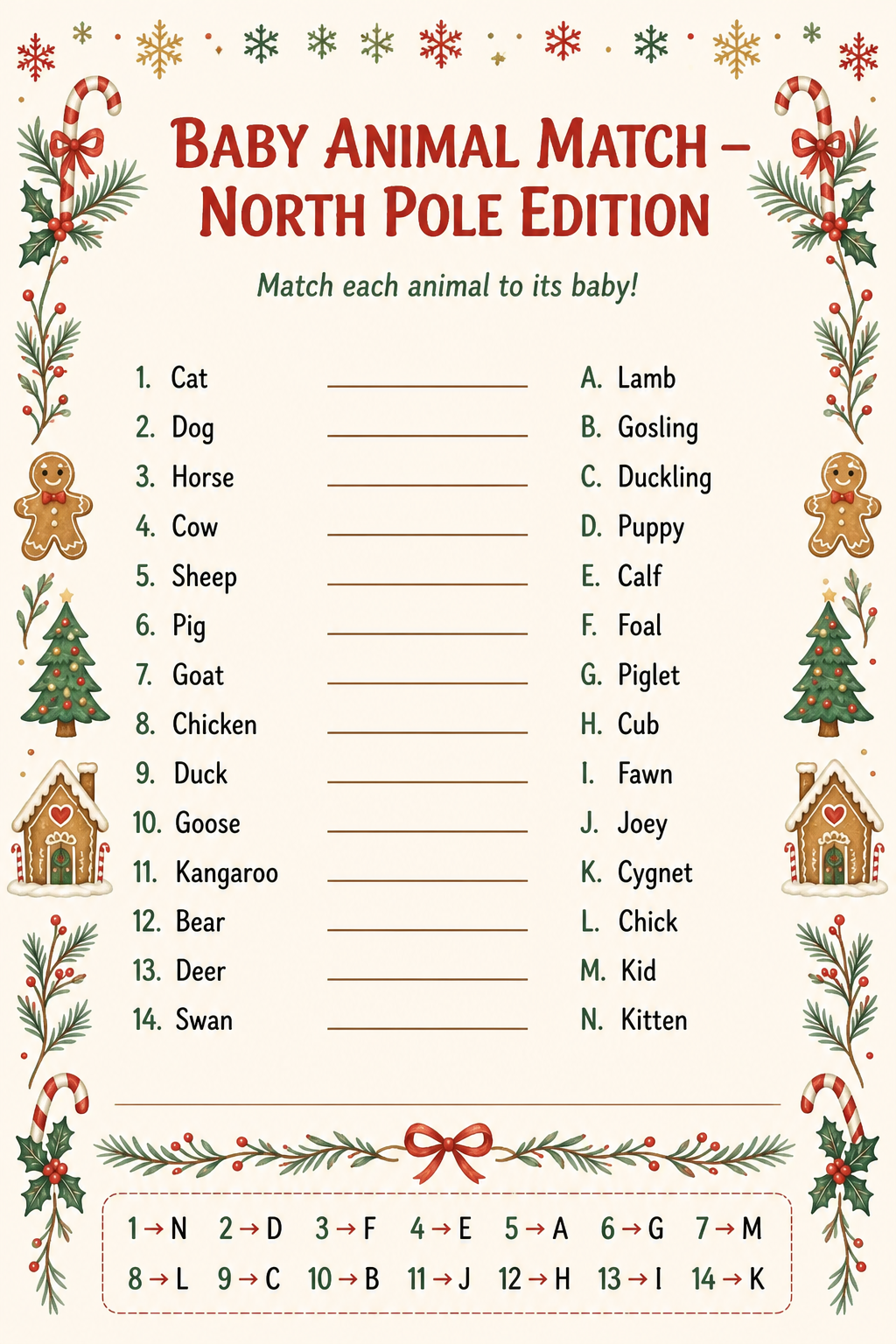 Baby Animal Match — North Pole Edition printable