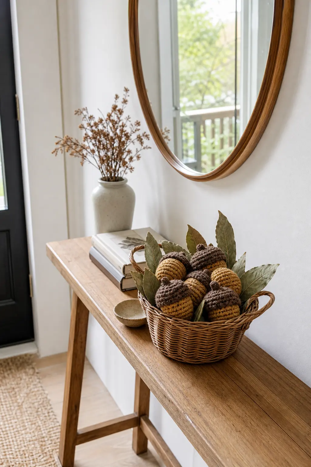 A Basket of Crochet Acorns