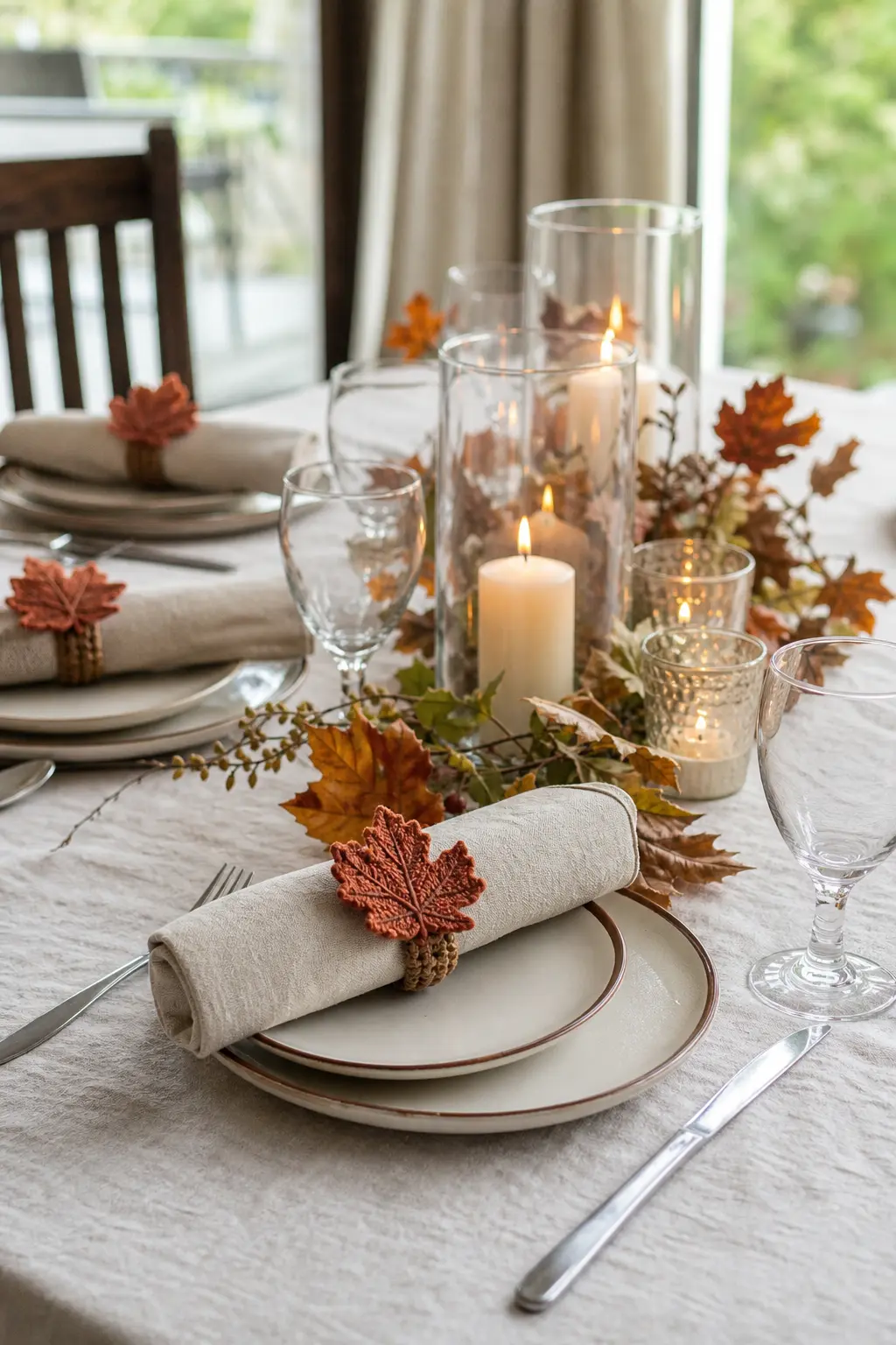 A Crochet Leaf Napkin Ring Set