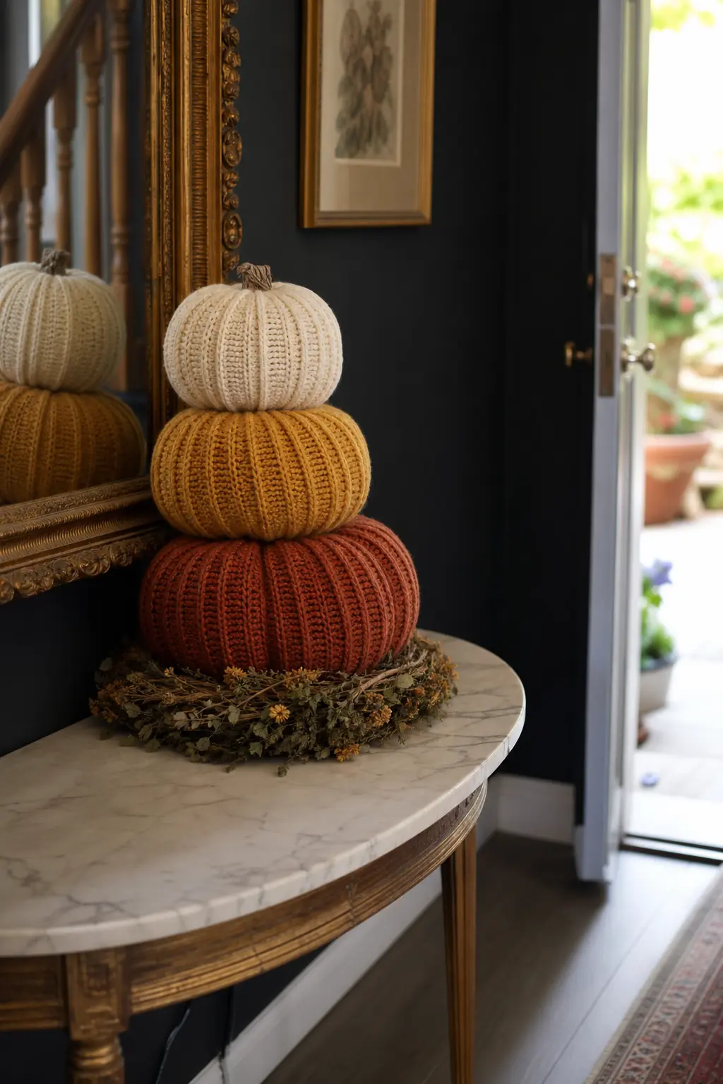A Crochet Pumpkin Stack, Three Sizes