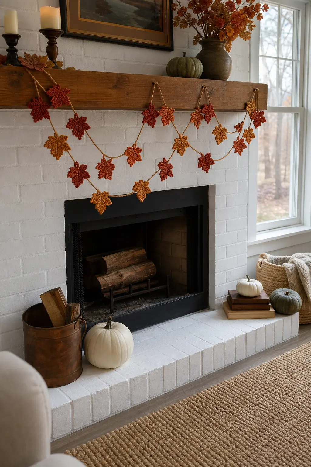 A Garland of Crochet Maple Leaves