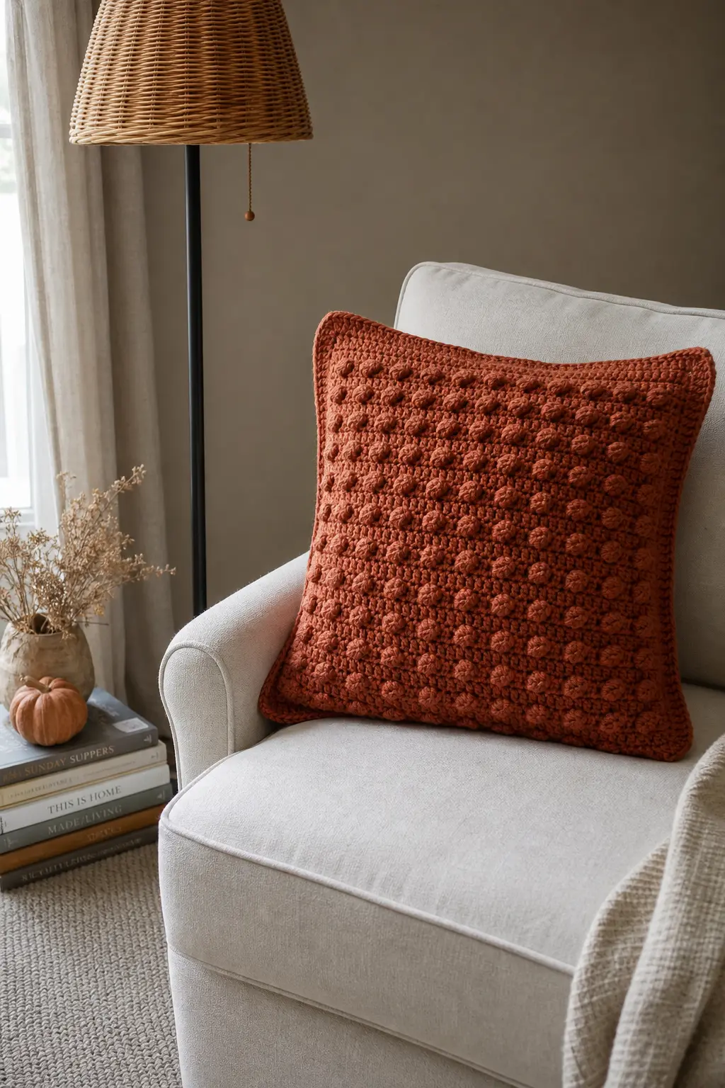 A Textured Crochet Pillow Cover