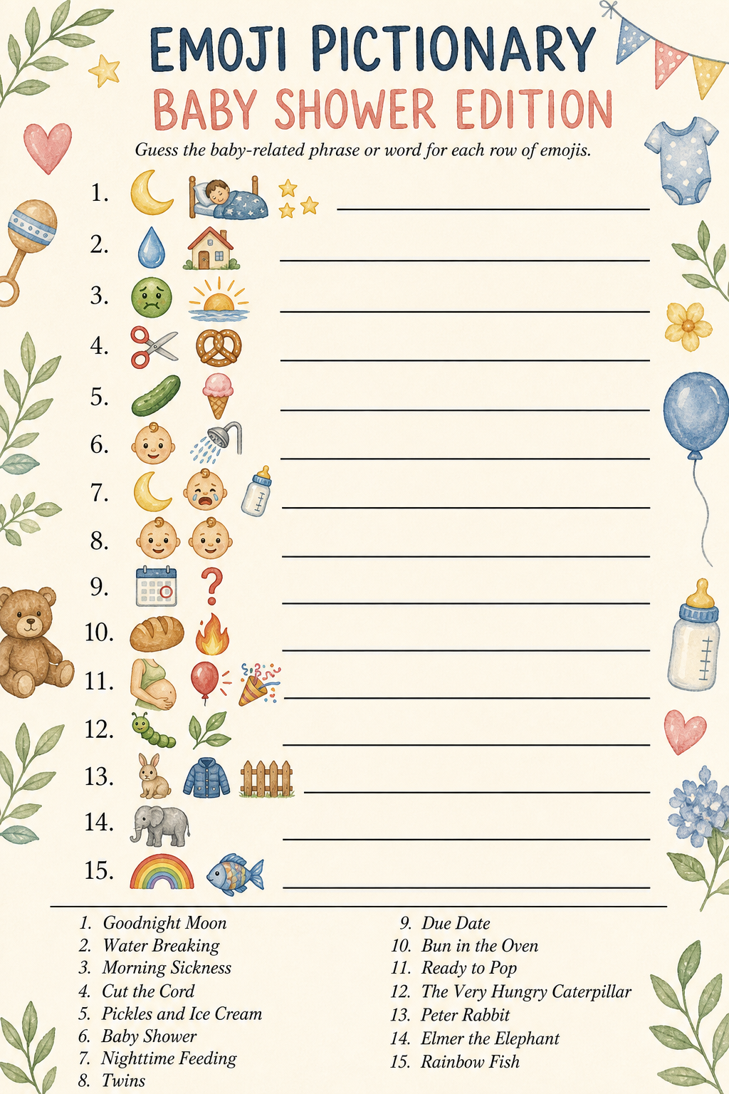 Emoji Pictionary printable