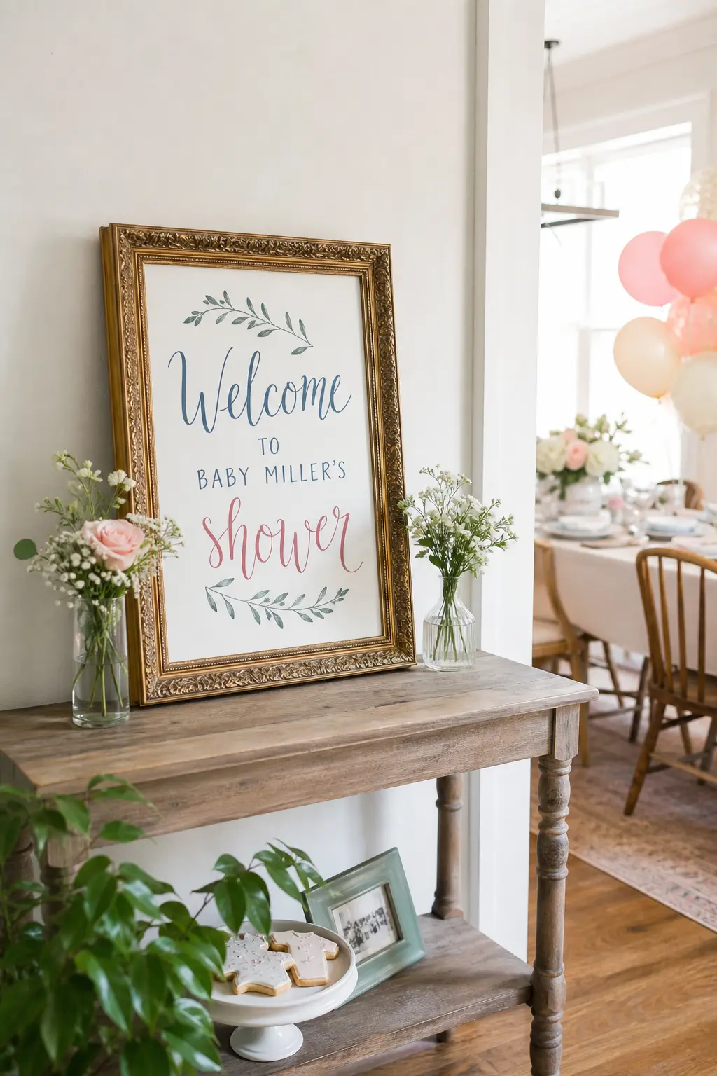 Hand Lettered Welcome Sign on a Thrifted Frame