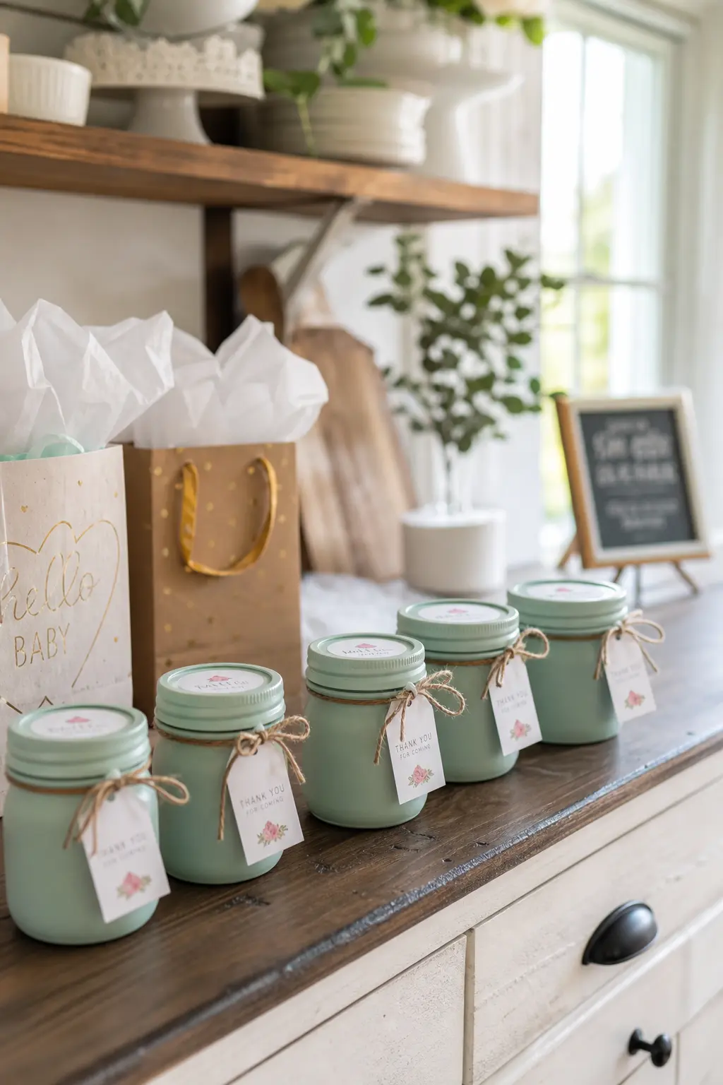 Hand Painted Favor Jars Finished in One Matte Colour