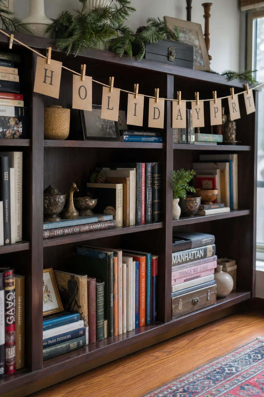 Bookcase Run of Pegged Cards